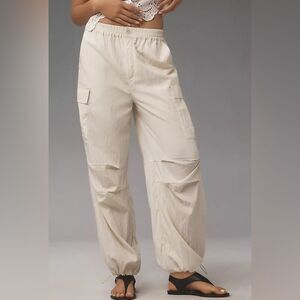 Anthropologie Moon River - Cream - Cargo Parachute Pants Boho Rayon Blend S NEW